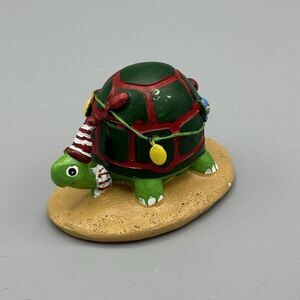 Vtg Christmas Turtle Figurine with Holiday Lights Resin Unmarked Seasonal Decor